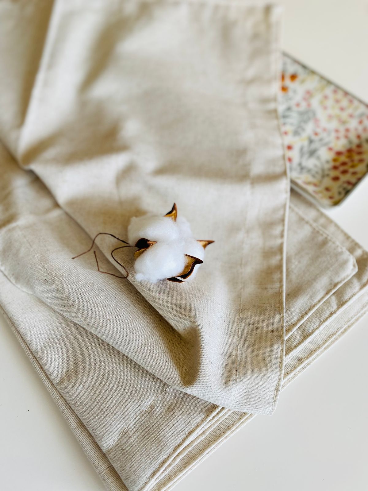 Close-up of natural woven cotton fabric